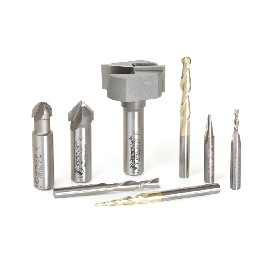Details about   Amana Tool AMS-102 X-Carve 4-Pc CNC Router Bit Starter Pack 1/4 Inch Shank 